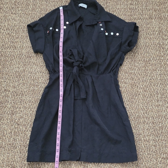 Sandro Mavel Tie-Front Western Shirt Dress, Size 36, Black - Picture 10 of 13